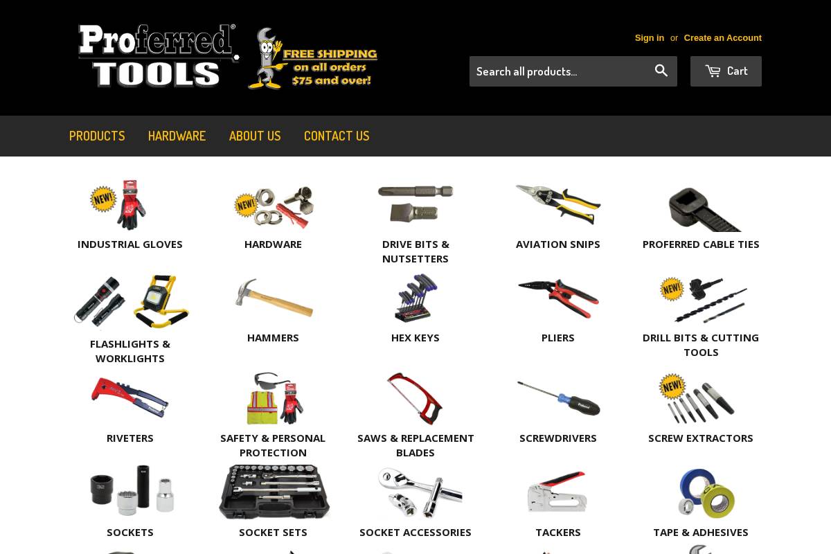 proferred.tools homepage screenshot