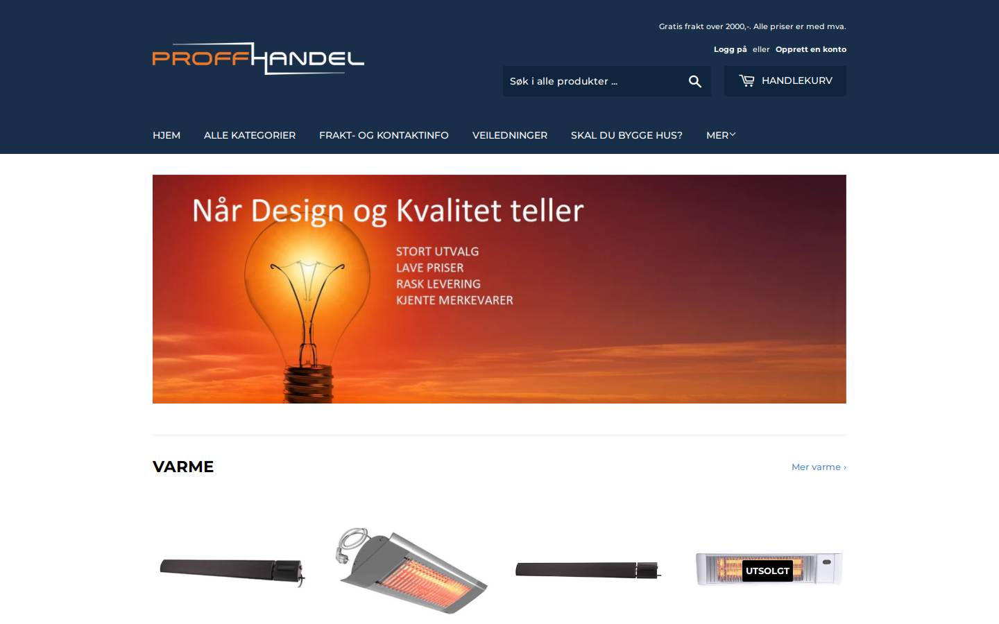 proffhandel-as.no homepage screenshot