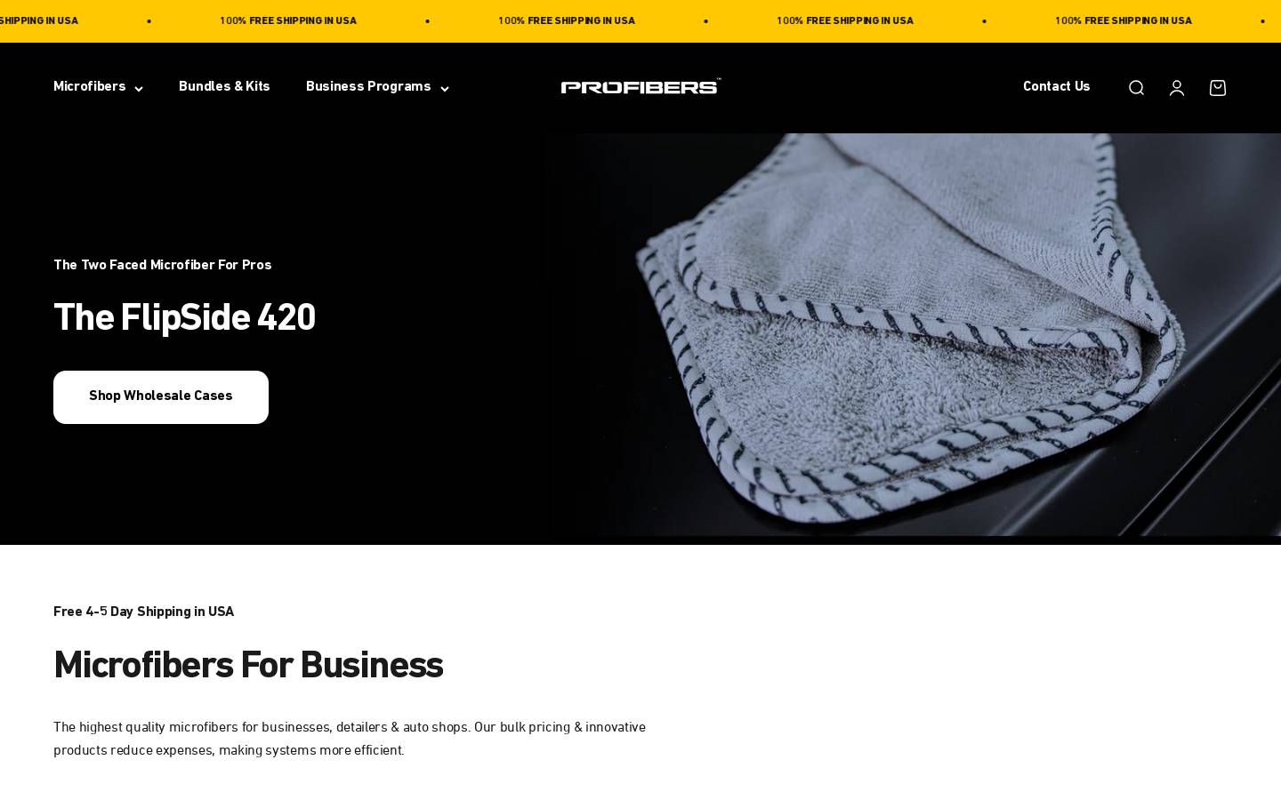 Profibers homepage screenshot