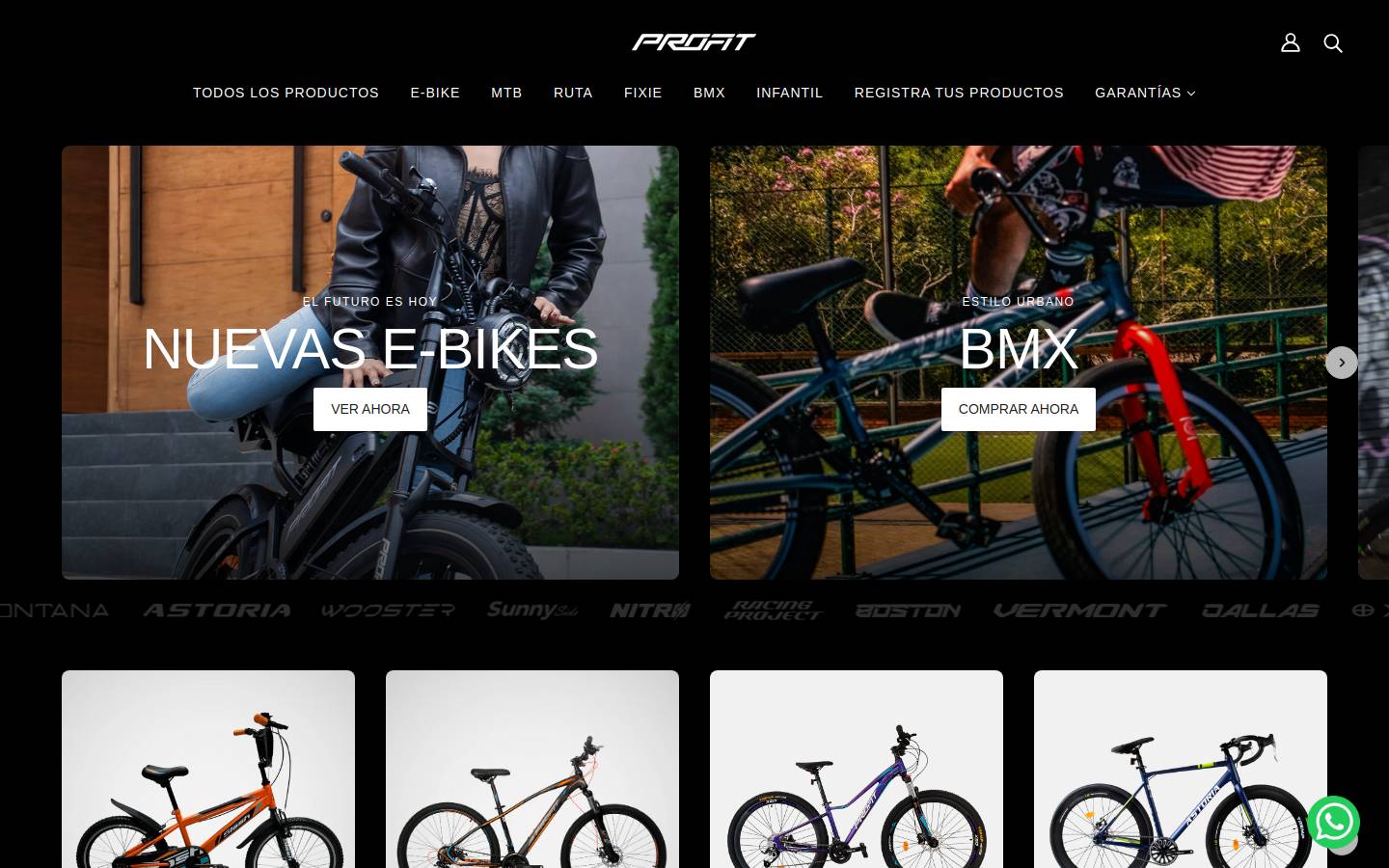 profitbicycles.com homepage screenshot