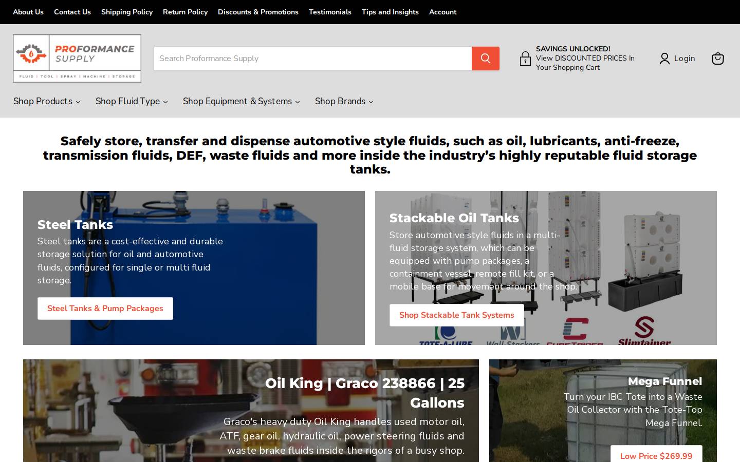 proformancesupply.com homepage screenshot