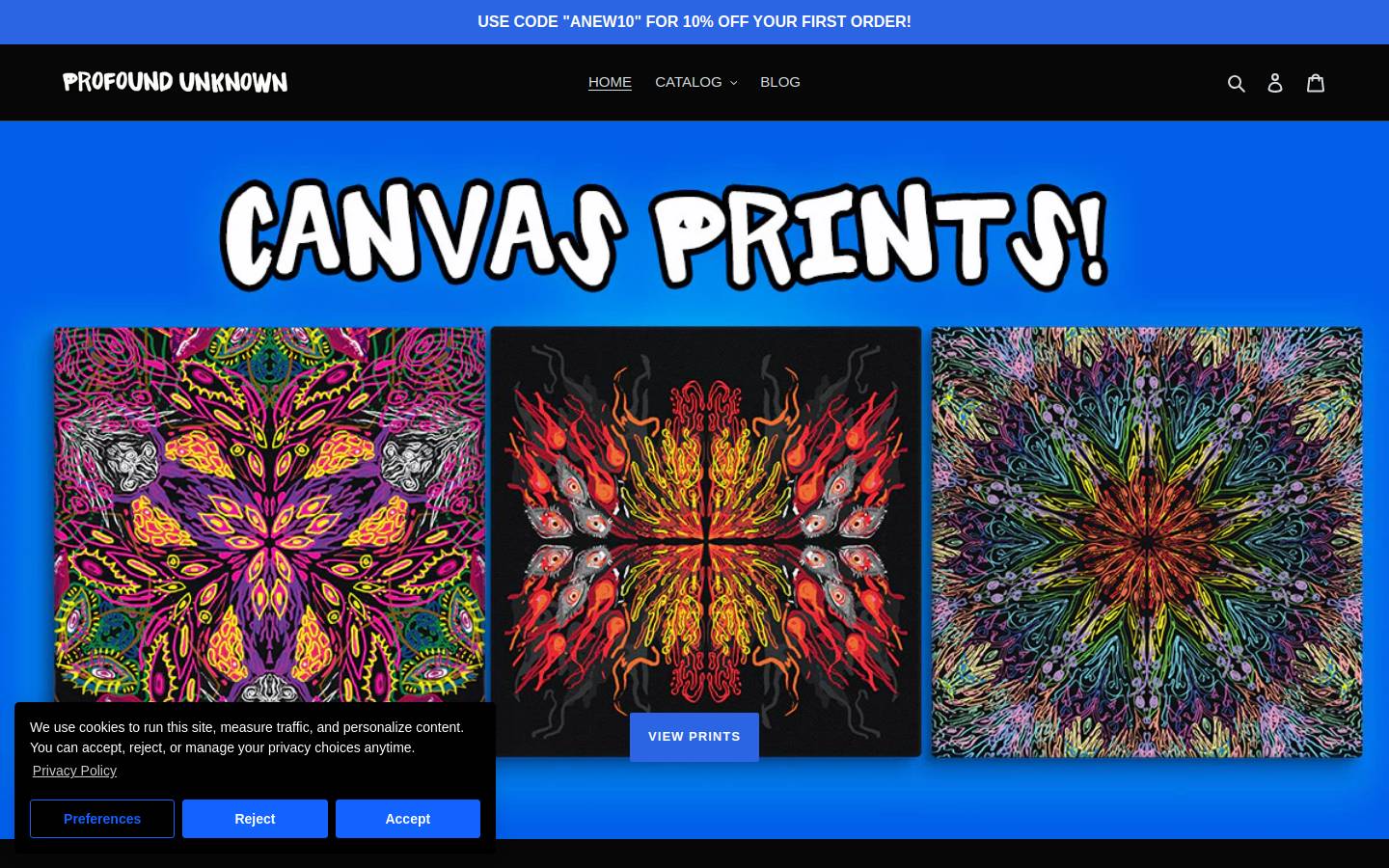 profoundunknown.com homepage screenshot
