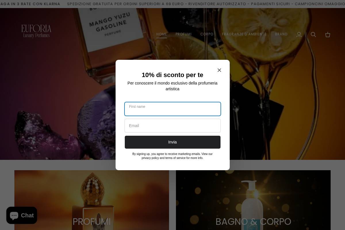 Profumeriaeuforia homepage screenshot