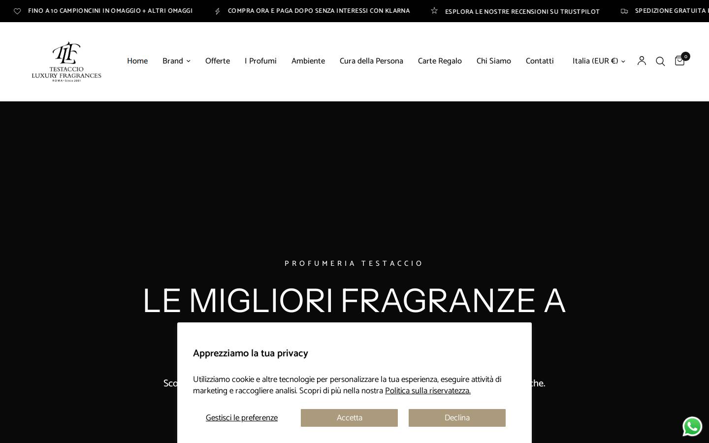 Profumeria Artistica Testaccio Luxury Fragrances homepage screenshot