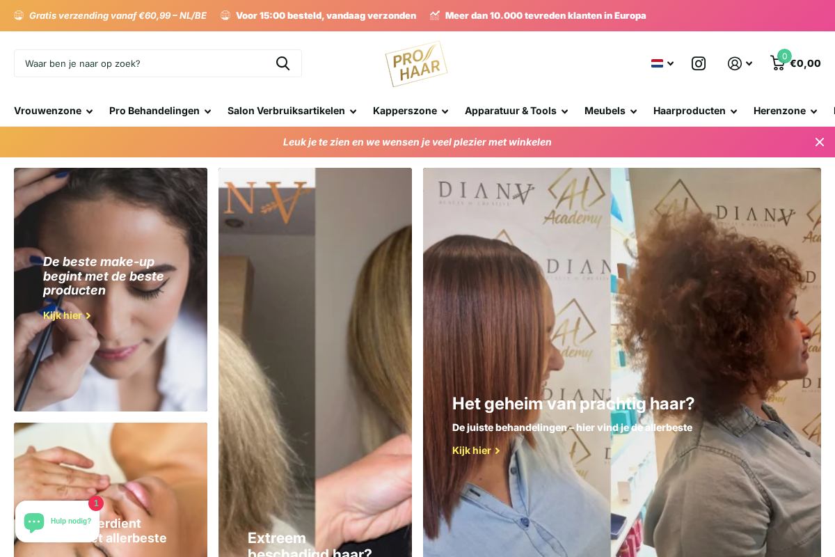 Prohaar.nl homepage screenshot