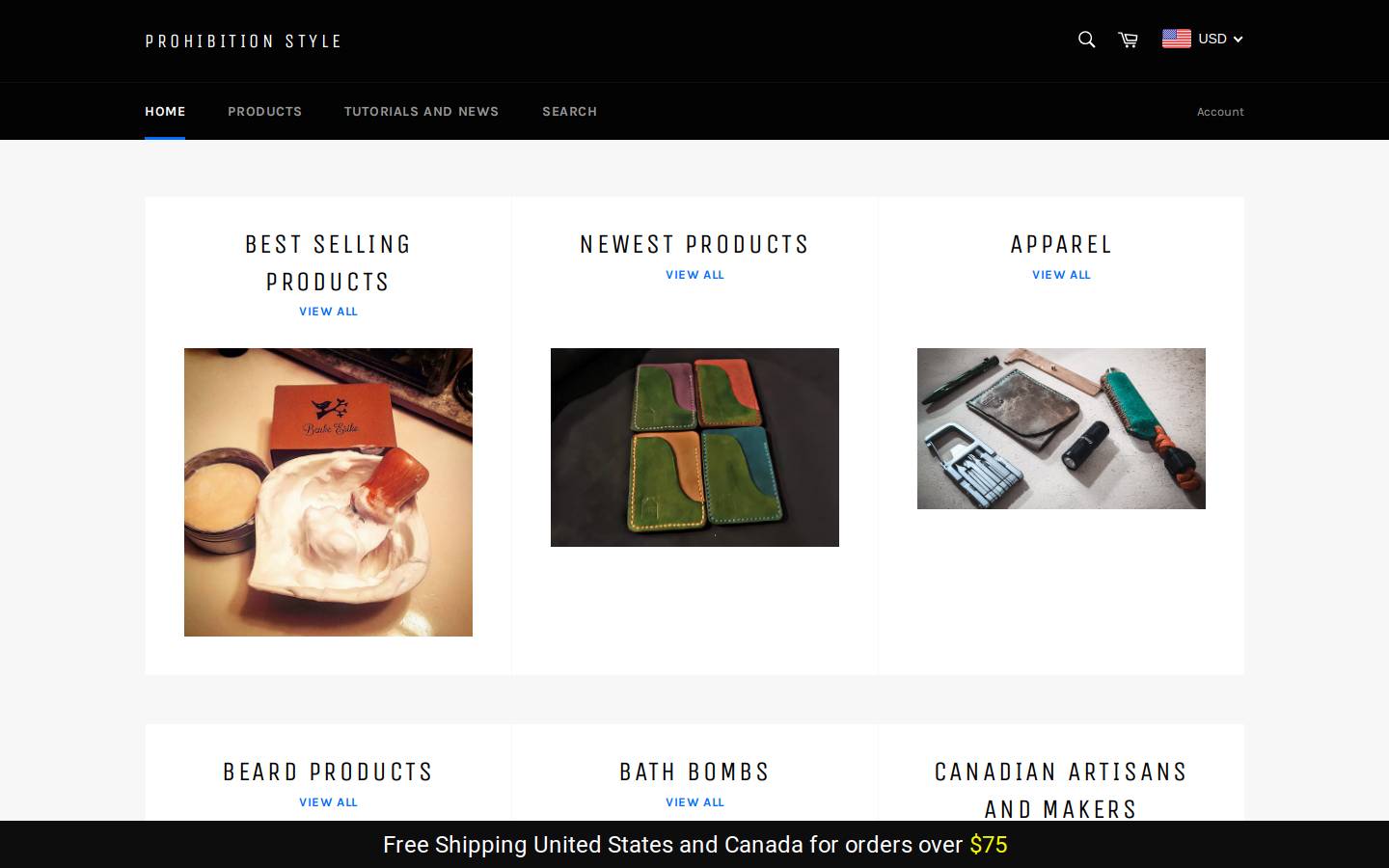prohibitionstyle.com homepage screenshot