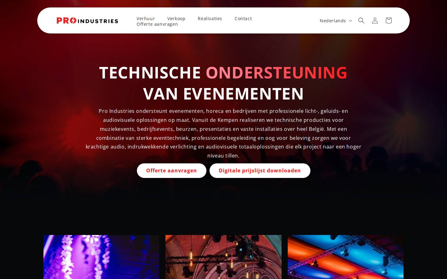 proindustries.be homepage screenshot