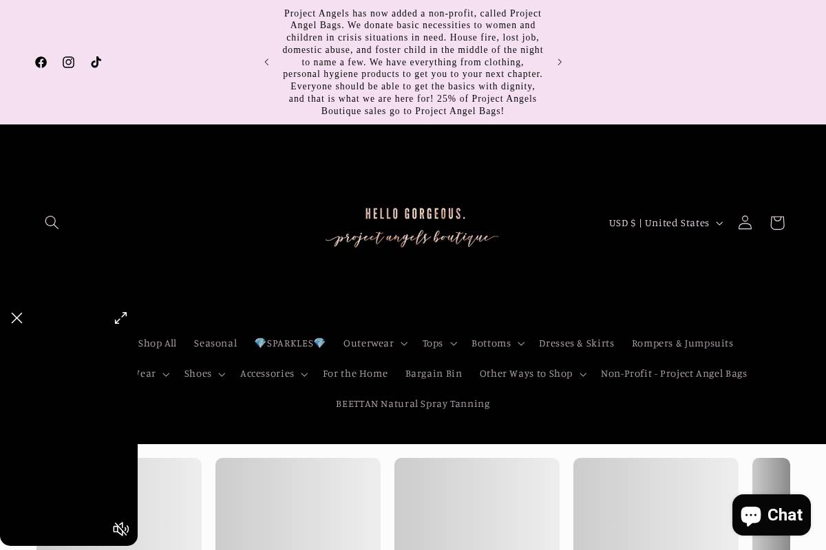 projectangelsboutique.com homepage screenshot