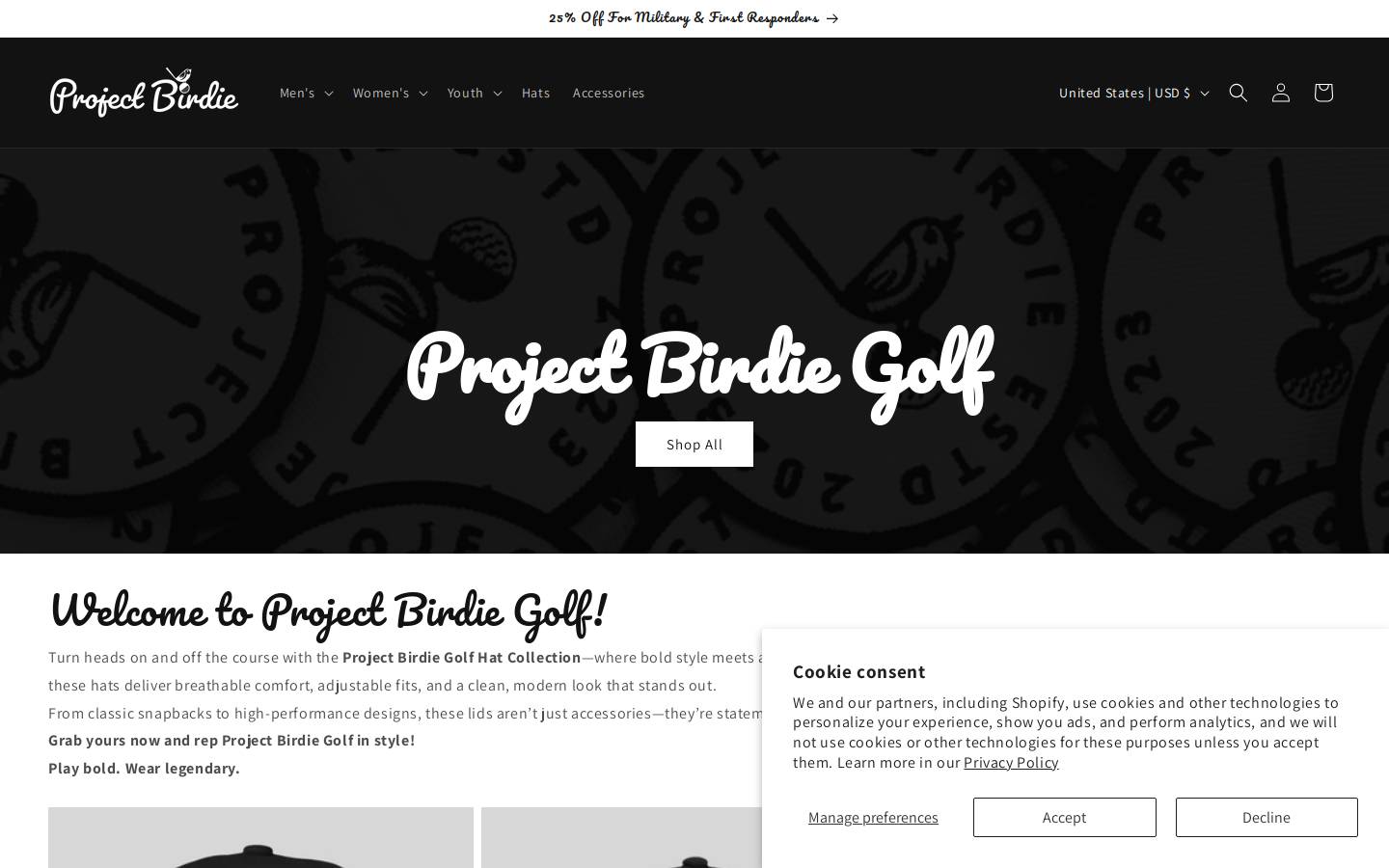 projectbirdiegolf.com homepage screenshot