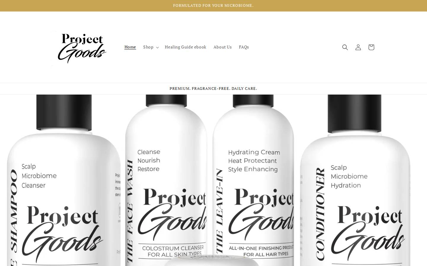 Projectgoods homepage screenshot