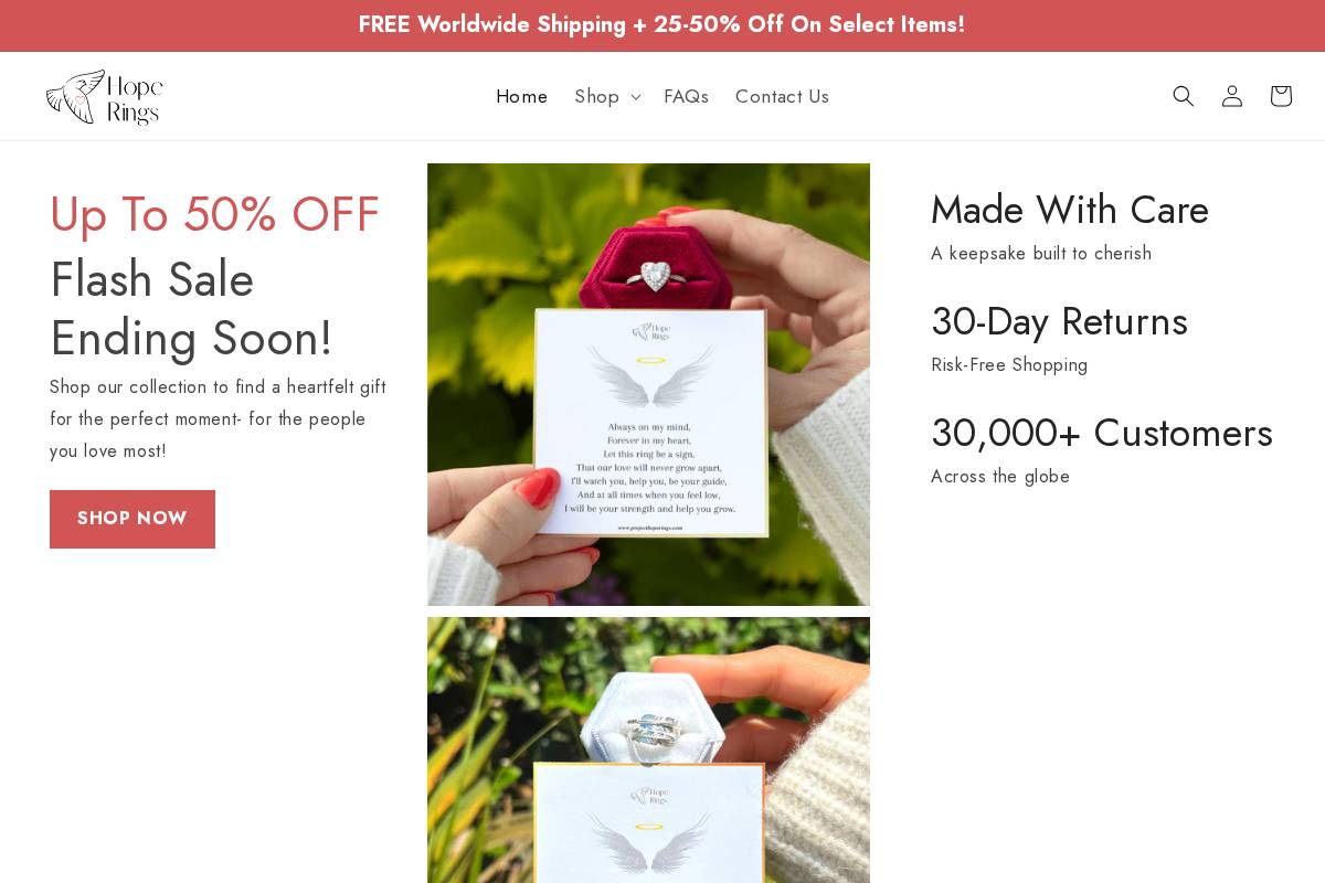 Hope Rings homepage screenshot