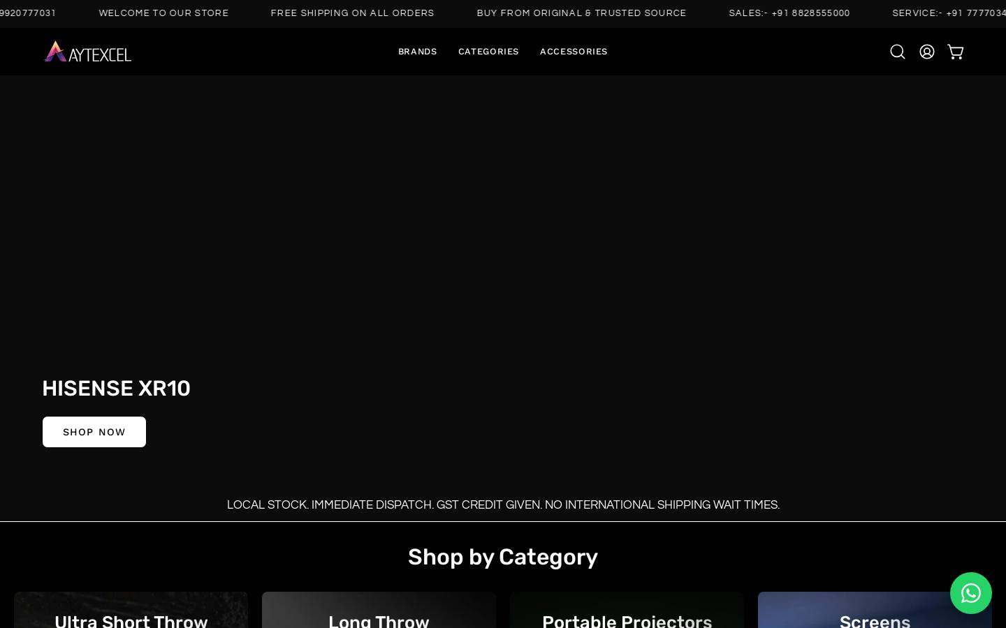 projectorsinindia.com homepage screenshot