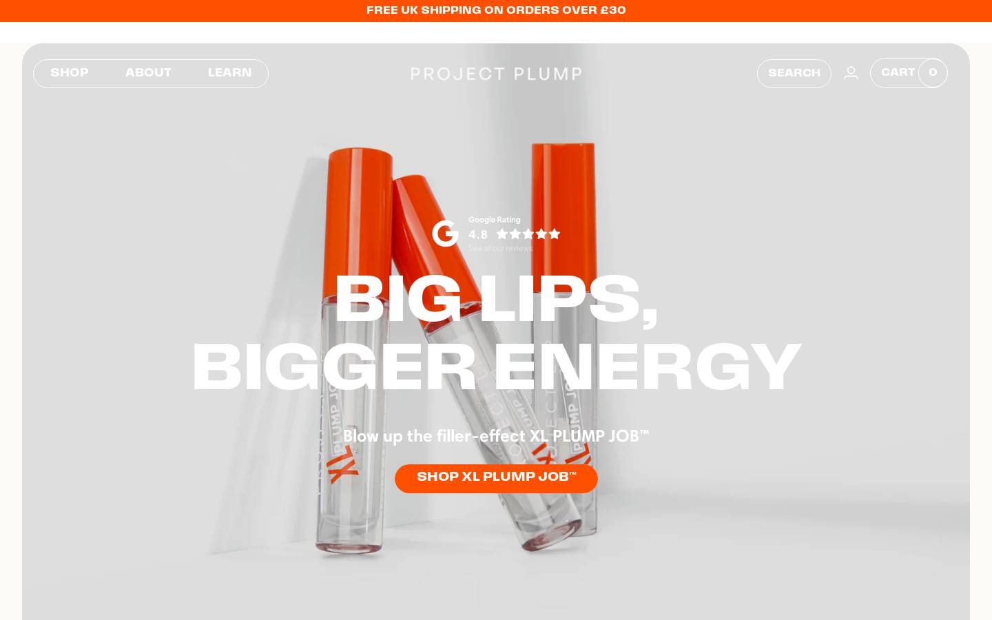 Projectplump homepage screenshot