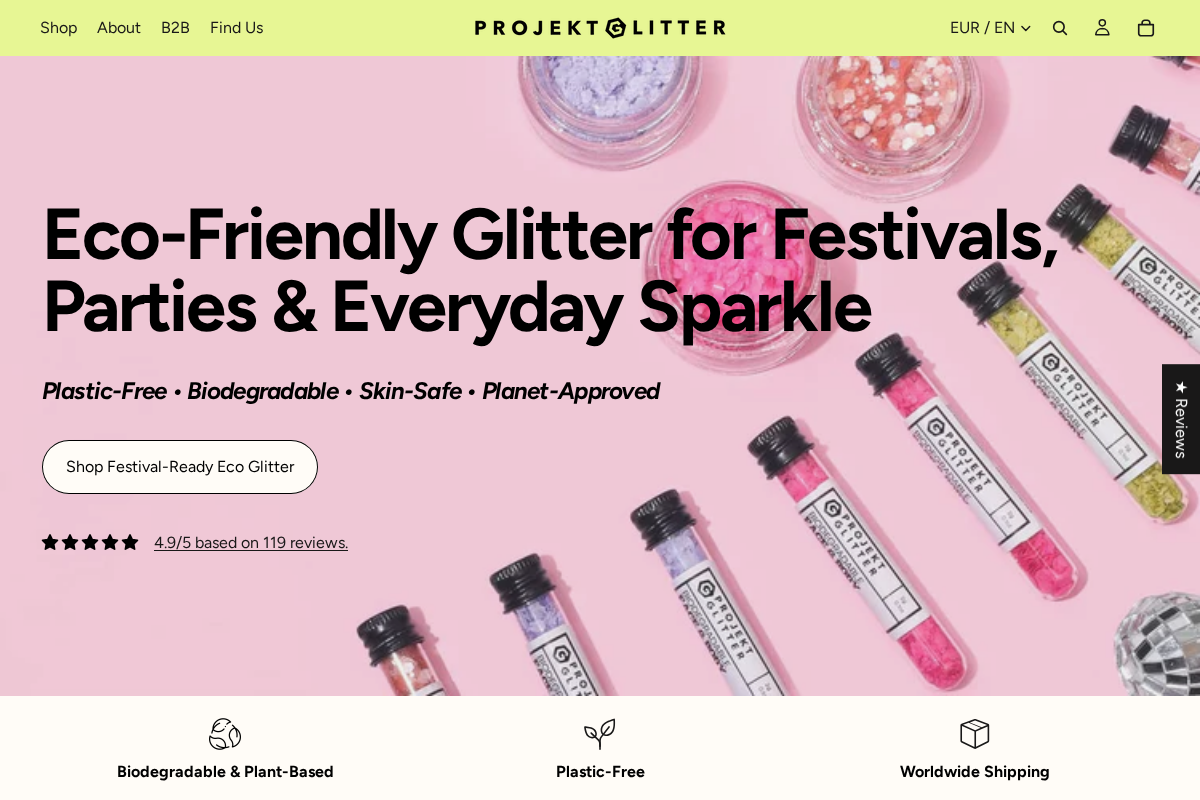 Projekt Glitter homepage screenshot