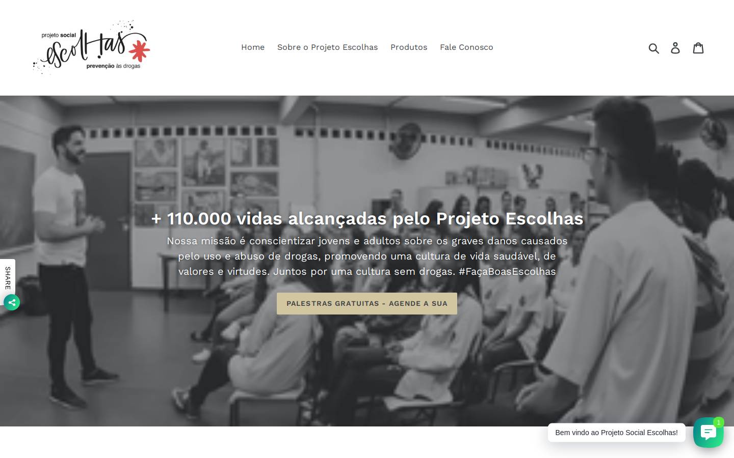 projetoescolhas.com.br homepage screenshot