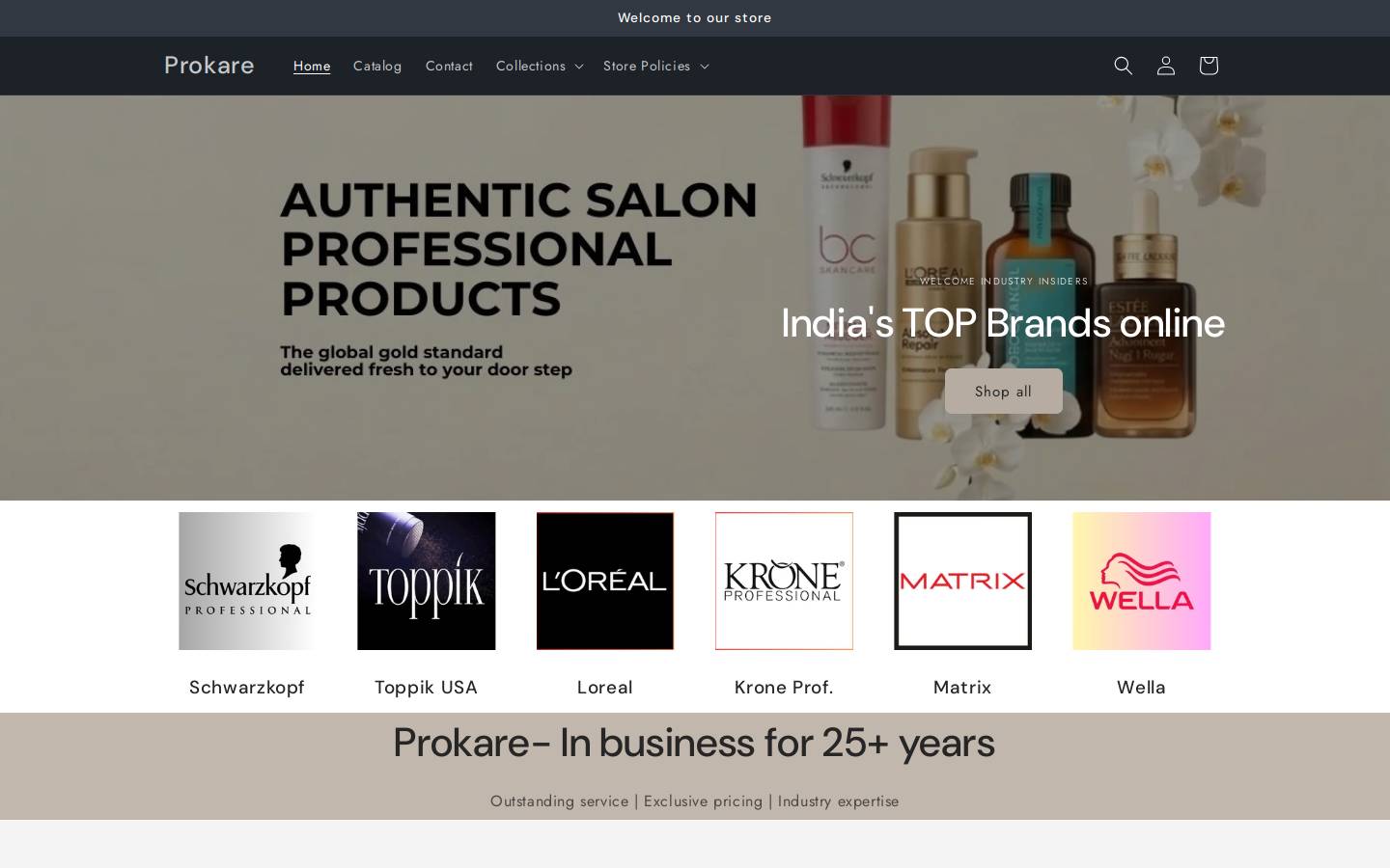 Prokare homepage screenshot