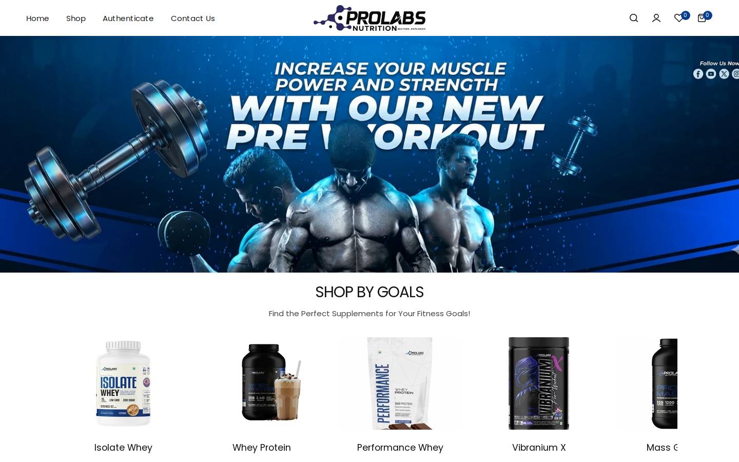 prolabsnutrition.com homepage screenshot