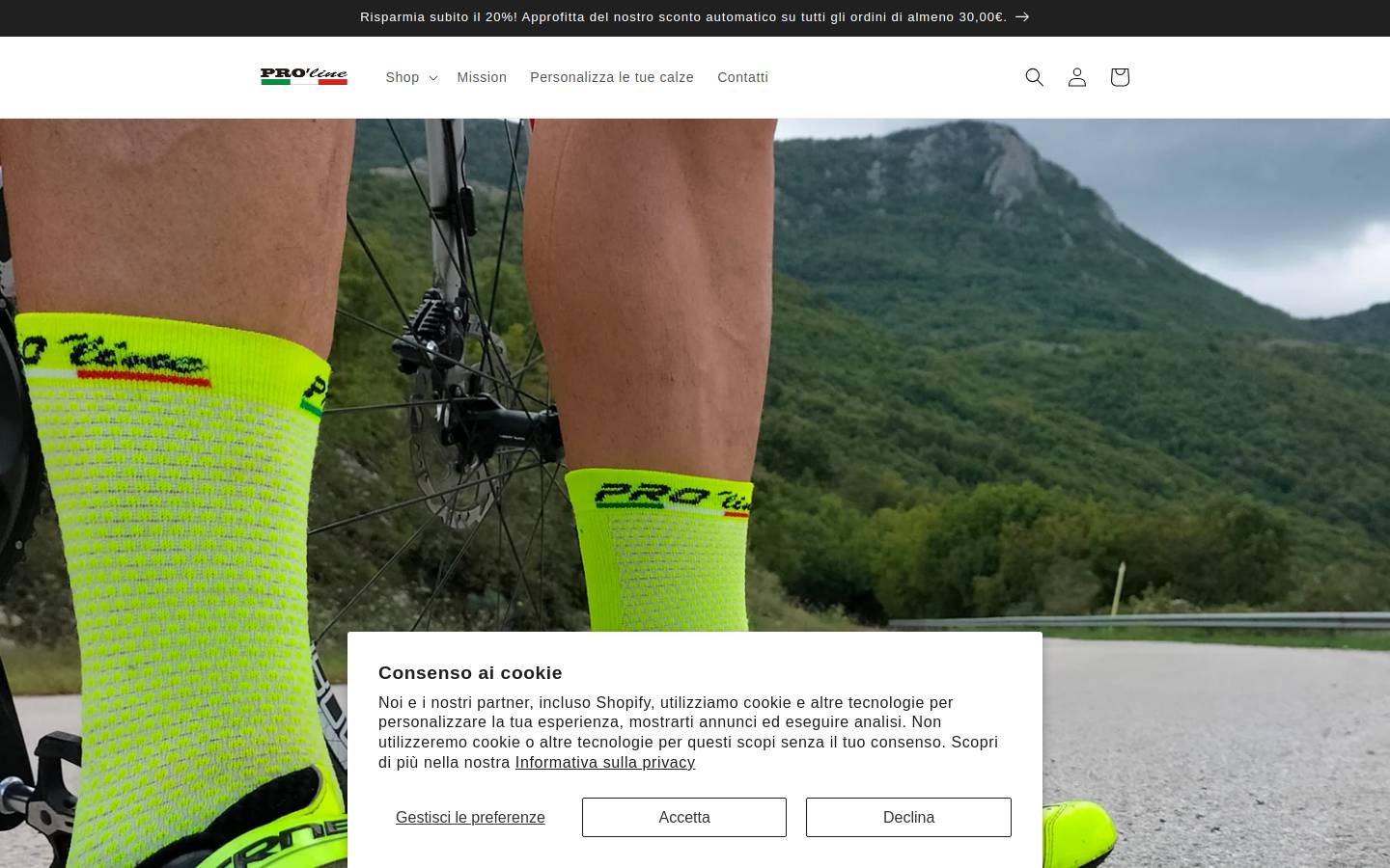prolineitaly.com homepage screenshot