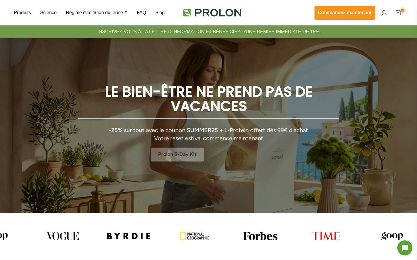 Prolon France homepage screenshot