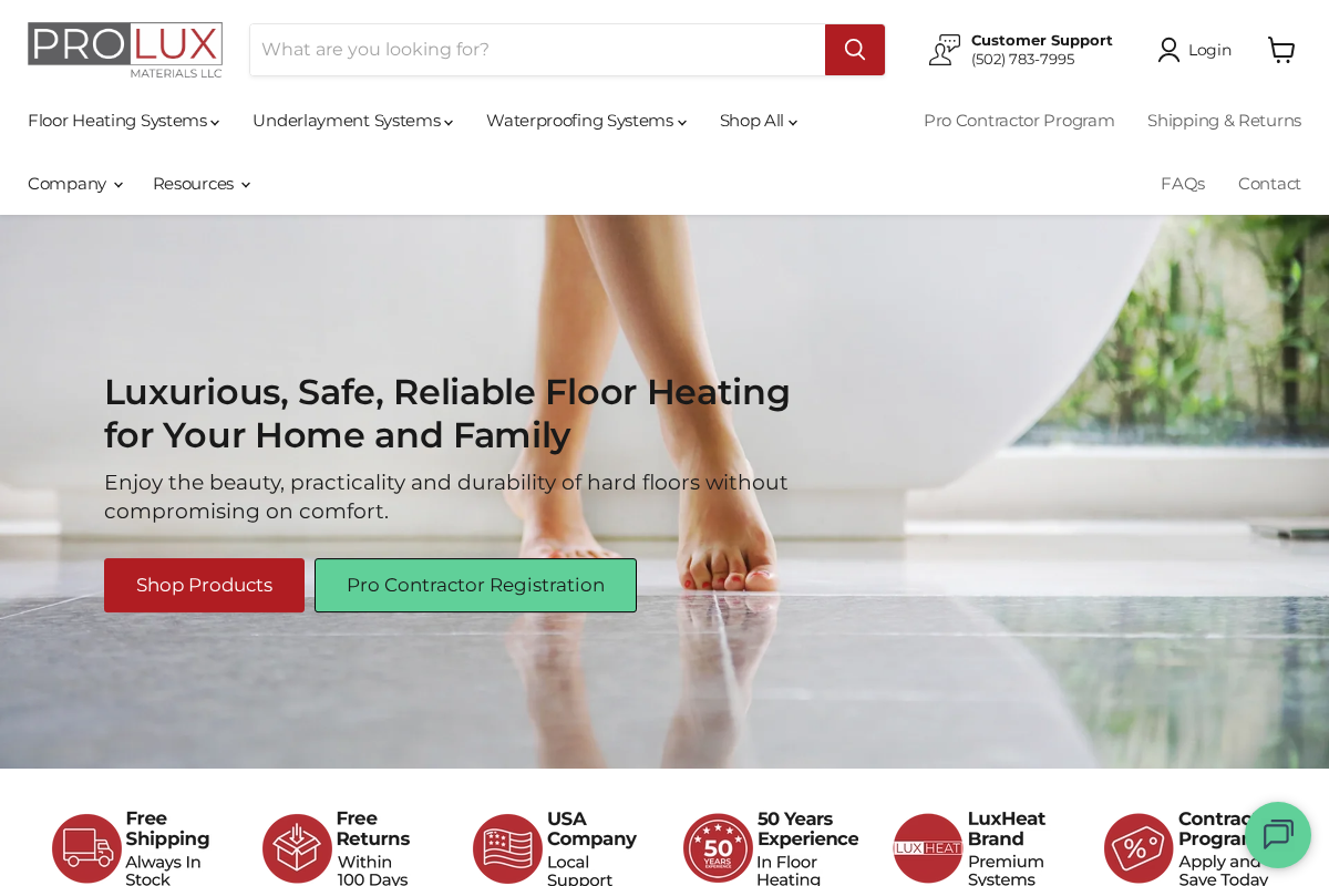proluxmaterials.com homepage screenshot