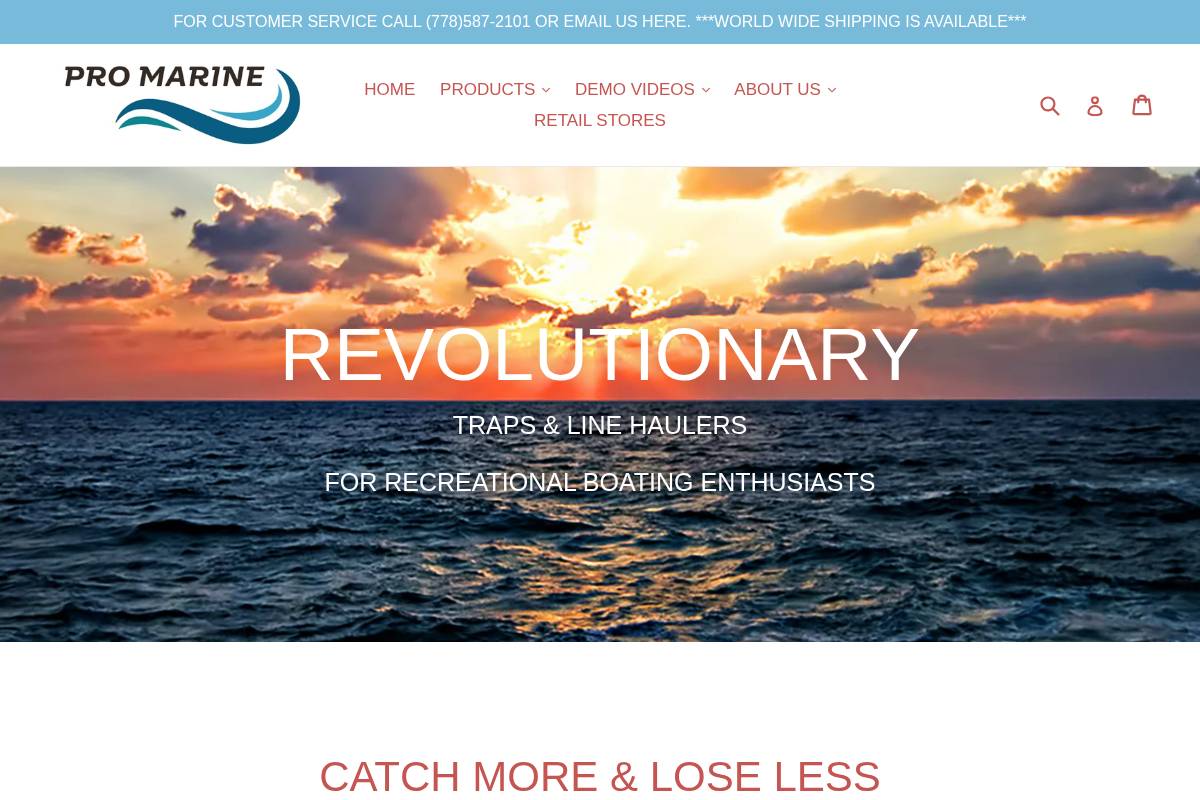 promarineproducts.com homepage screenshot