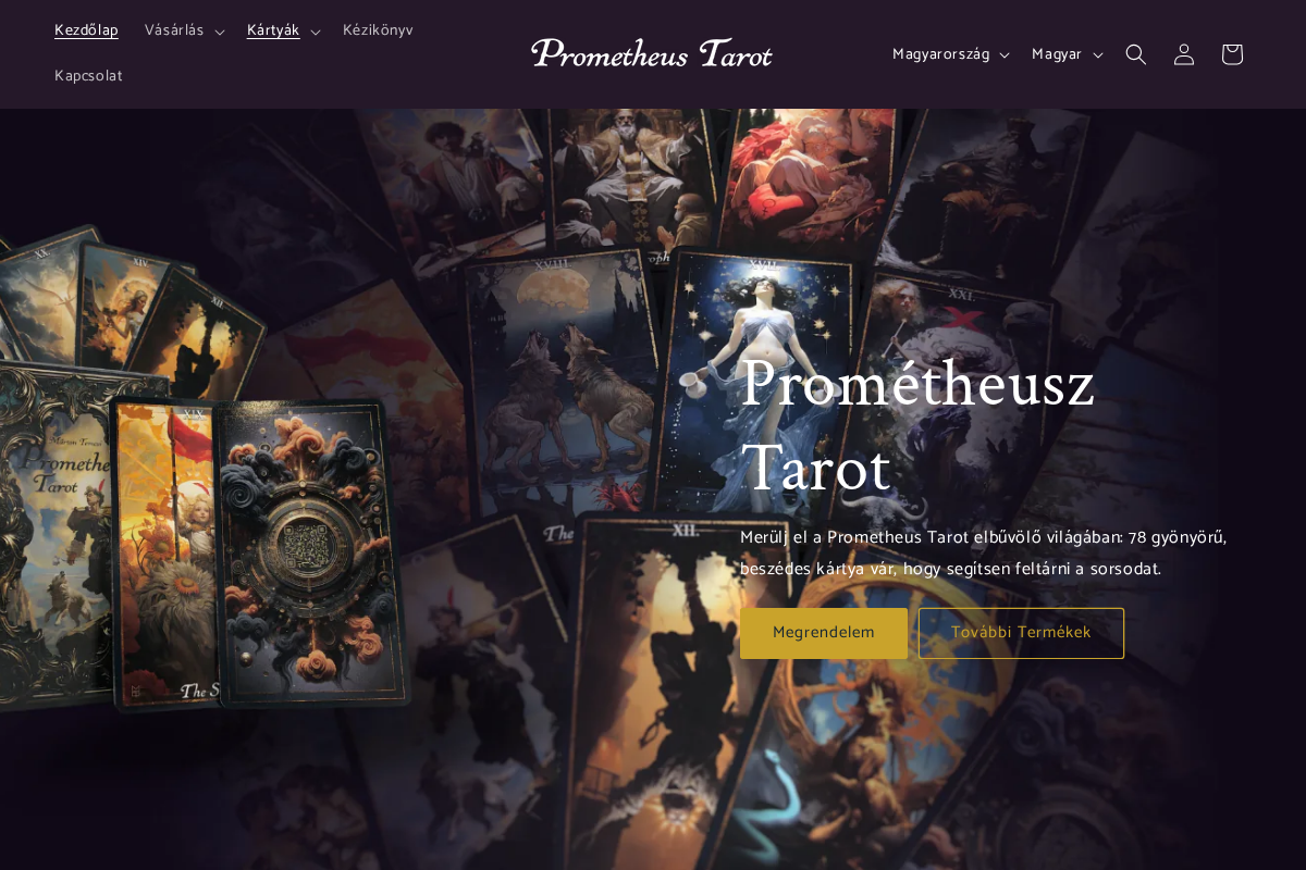 Prometheus Tarot homepage screenshot