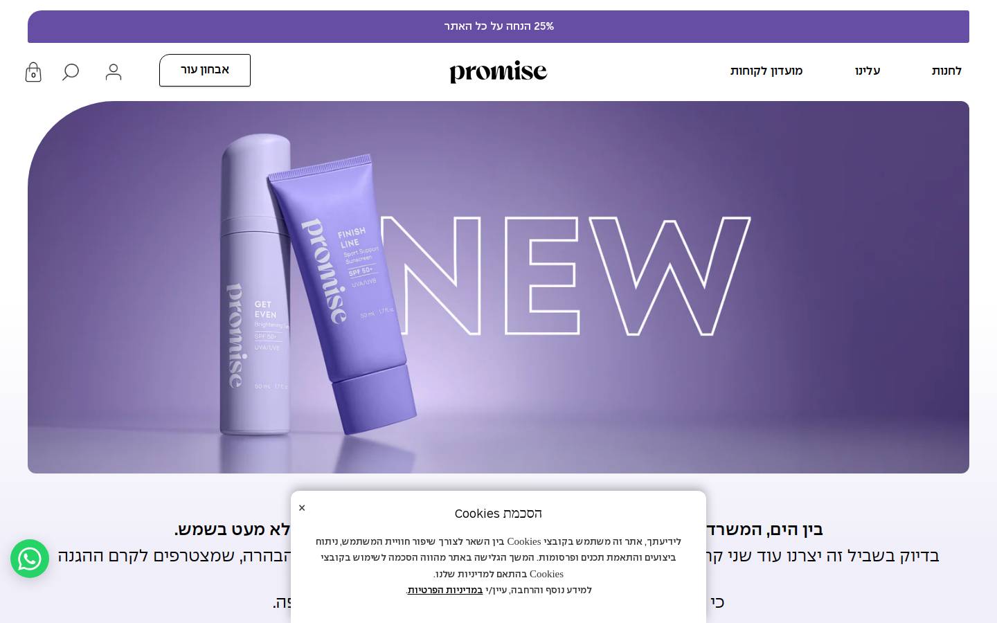 promise-cosmetics.co.il homepage screenshot