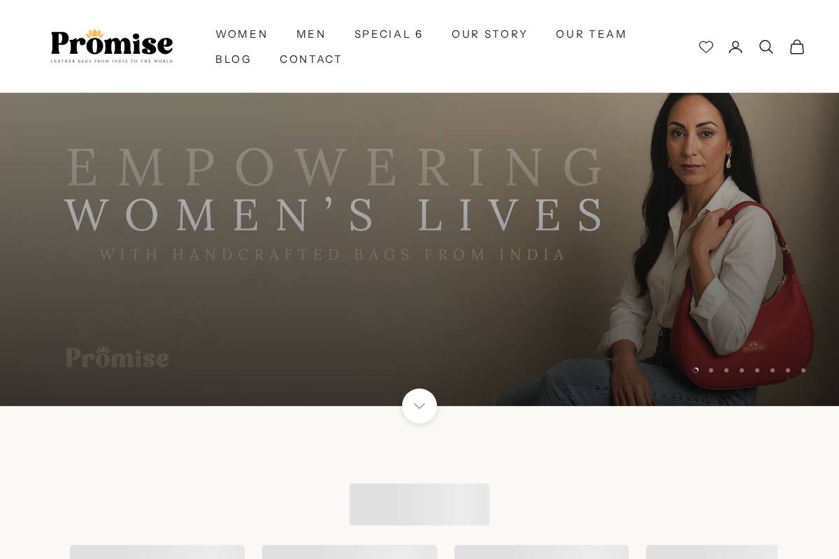 promisebags.com homepage screenshot