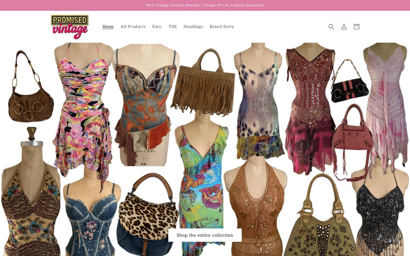 promisedvintage.com homepage screenshot