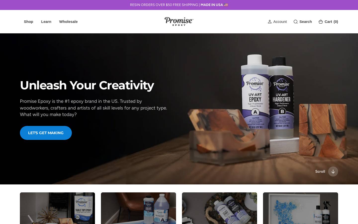 promiseepoxy.com homepage screenshot