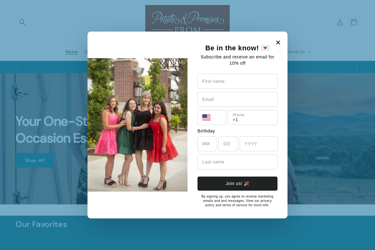 Petals And Promises Prom homepage screenshot