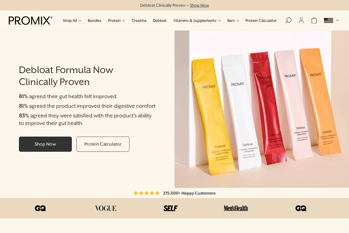PROMIX Nutrition homepage screenshot