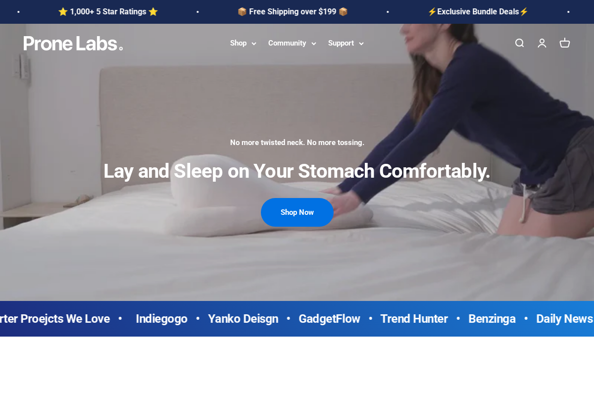 Prone Cushion: The Ultimate Comfort Device for Lying Down homepage screenshot