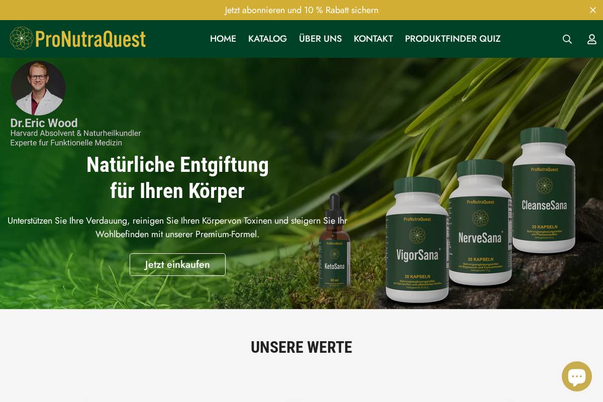 pronutraquest.eu homepage screenshot