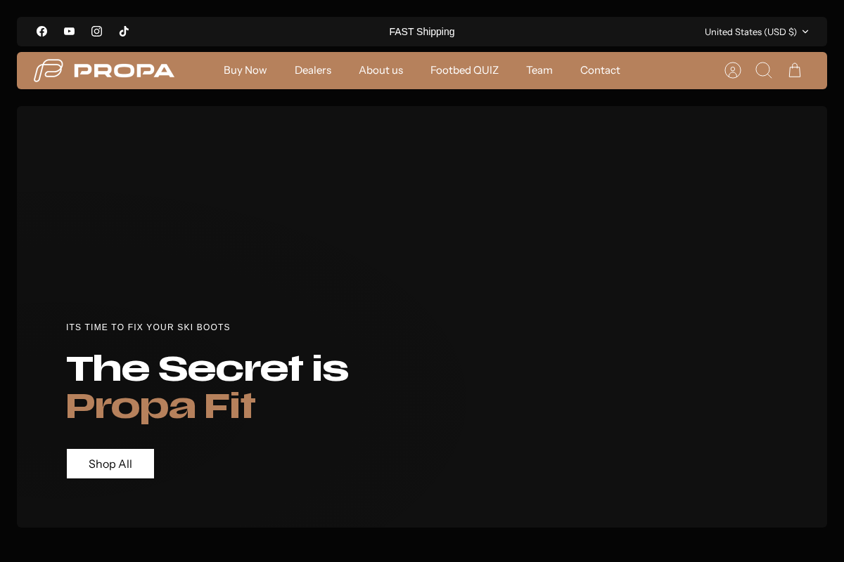 Propa Snow (formerly Patriot Footbeds) homepage screenshot