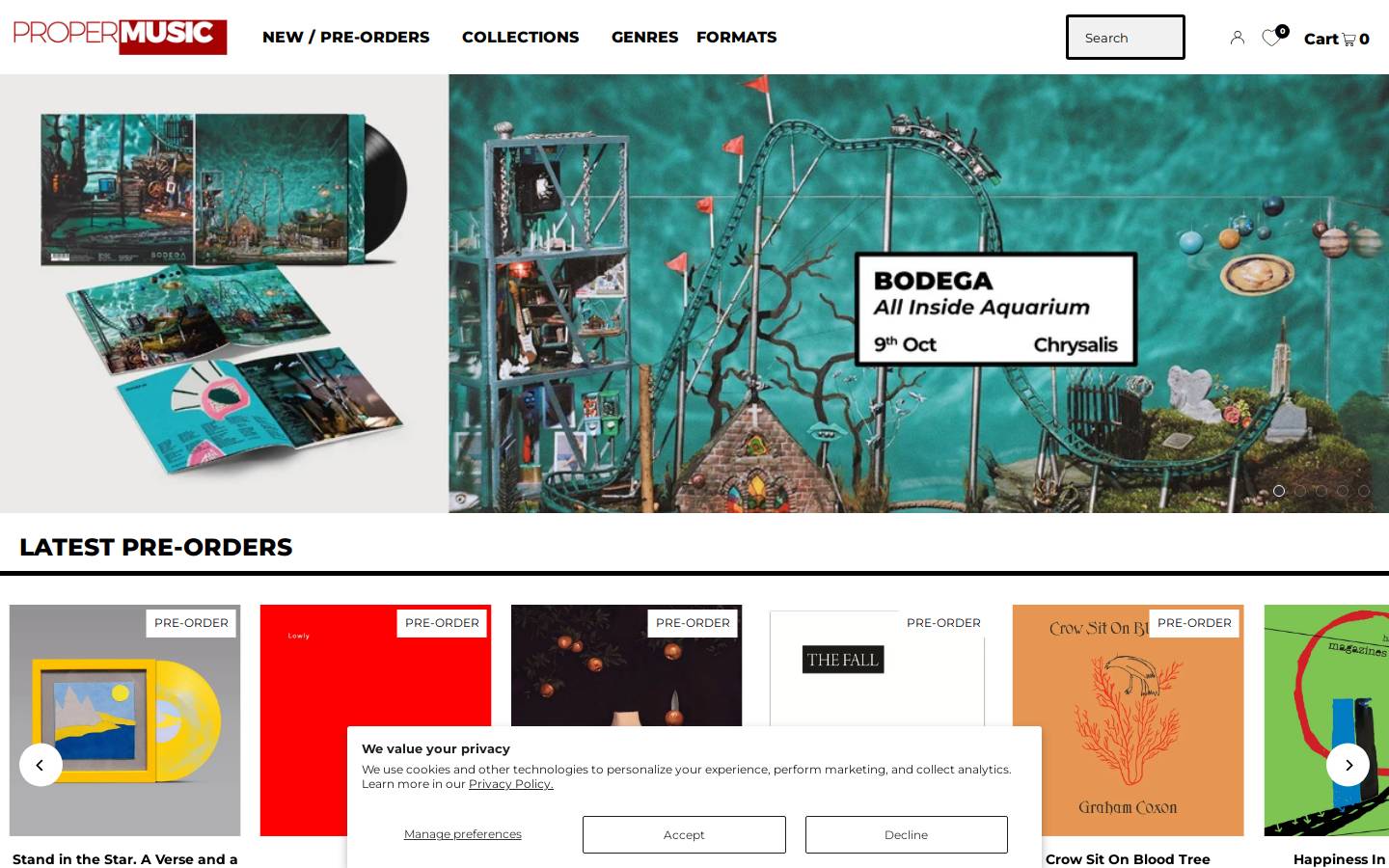 Propermusic.com homepage screenshot