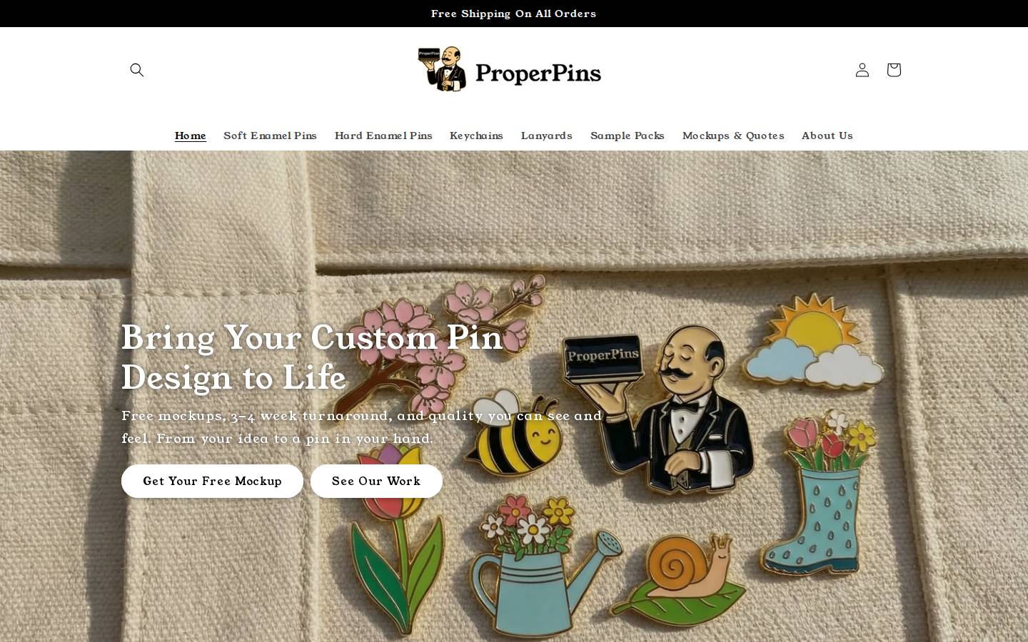 properpins.com homepage screenshot
