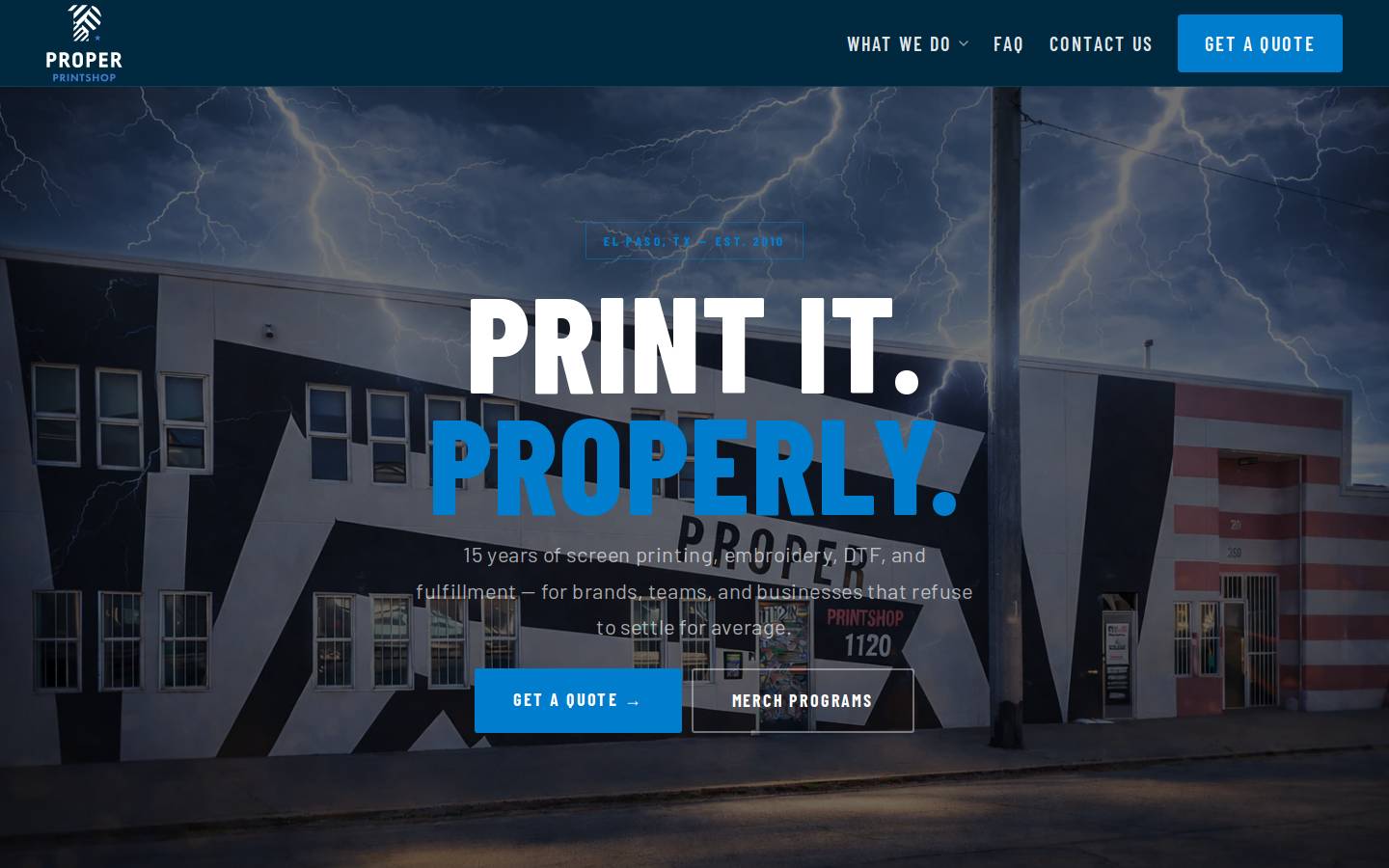 properprintshop.com homepage screenshot