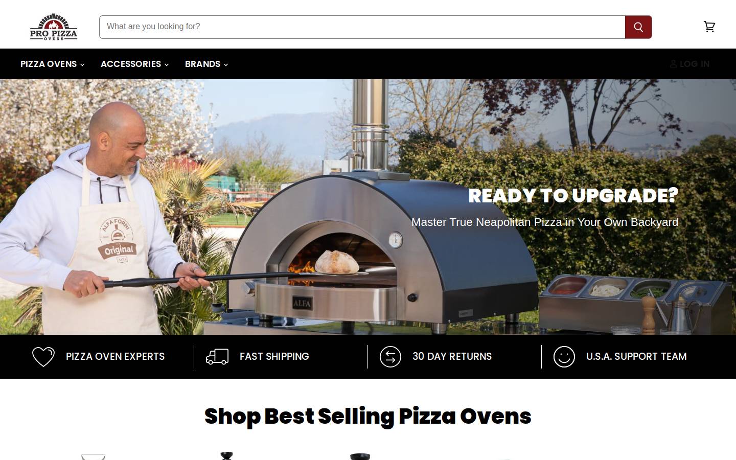 Pro Pizza Ovens homepage screenshot
