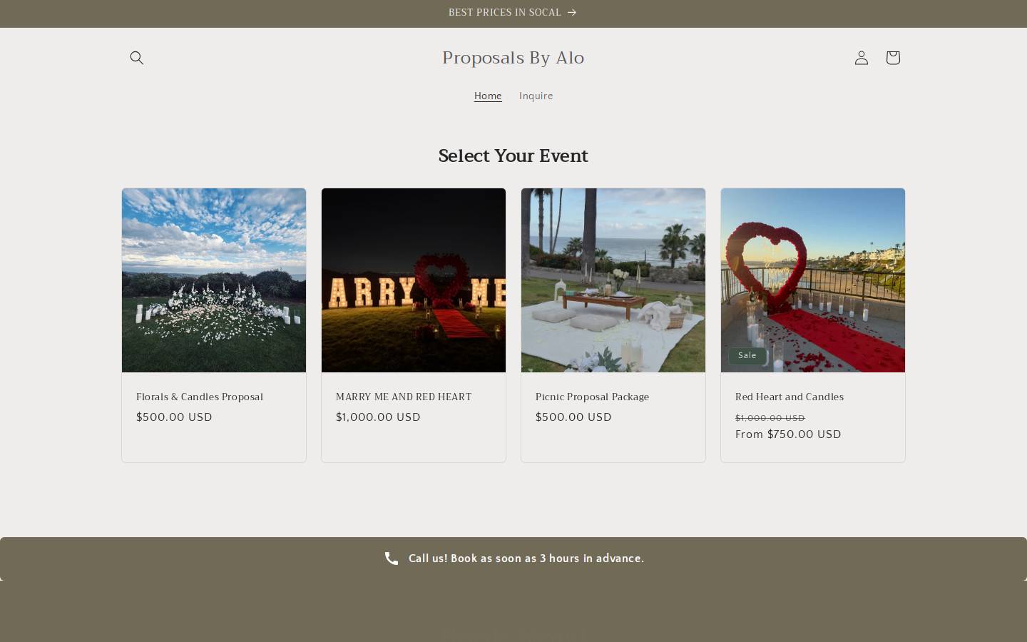 proposalsbyalo.com homepage screenshot