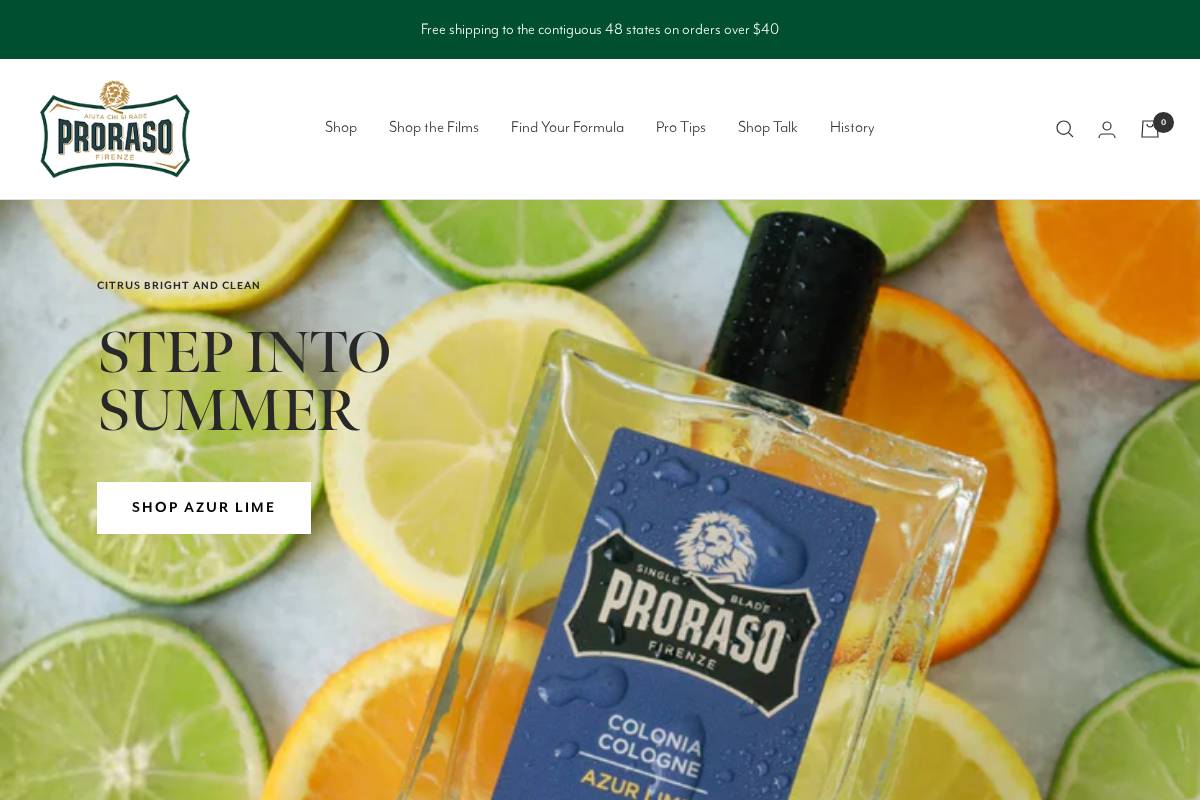 proraso-usa.com homepage screenshot