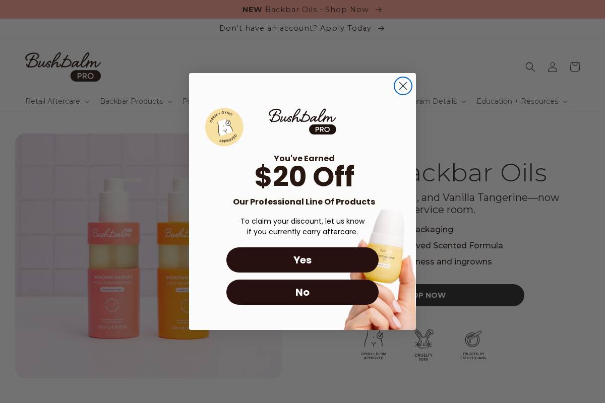 pros.bushbalm.com homepage screenshot