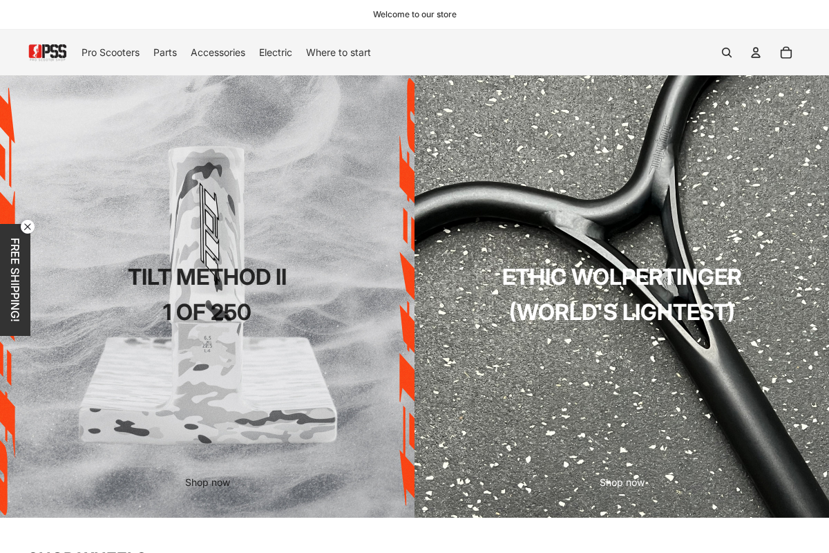 Pro Scooter Shop homepage screenshot