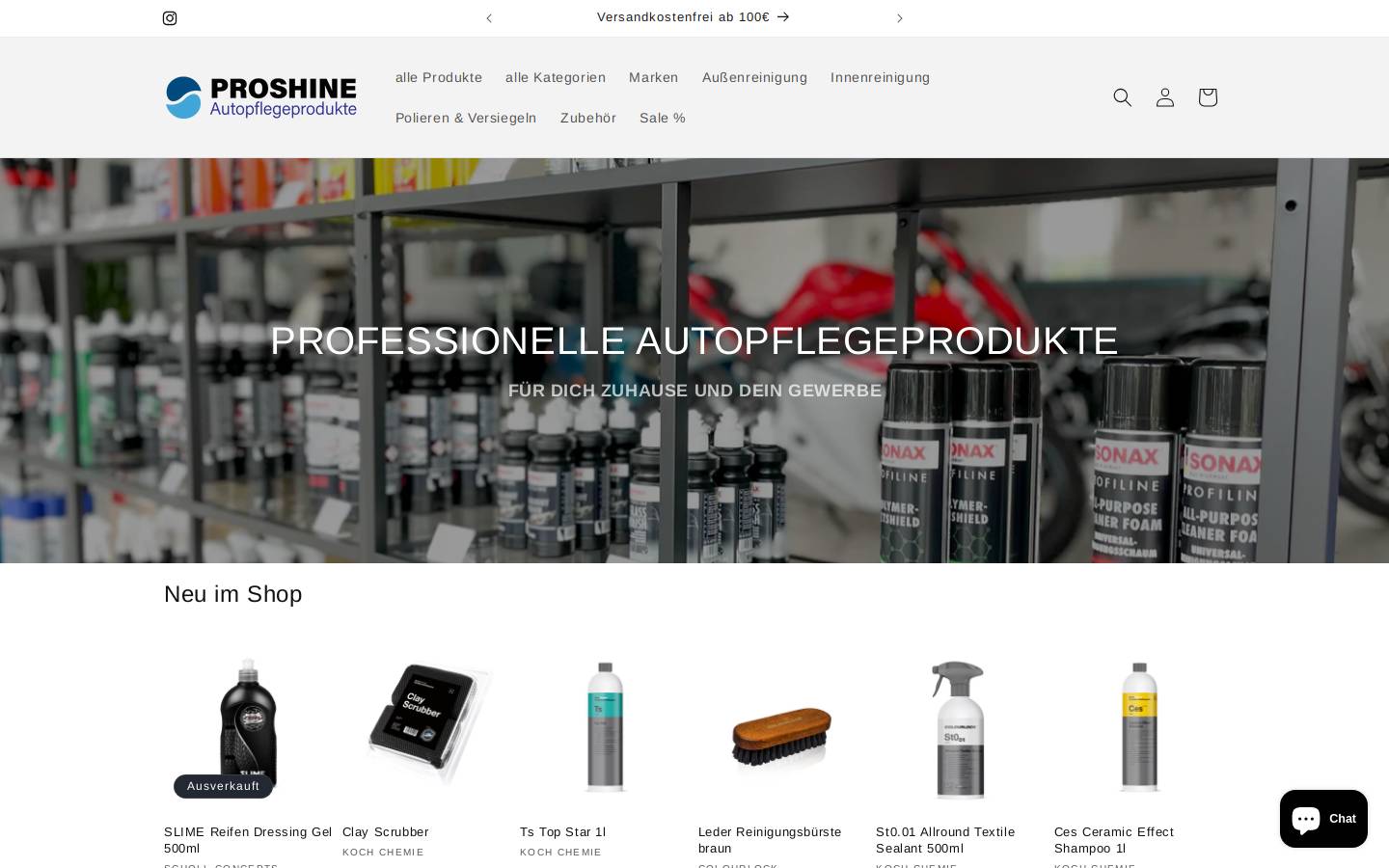 proshine24.de homepage screenshot