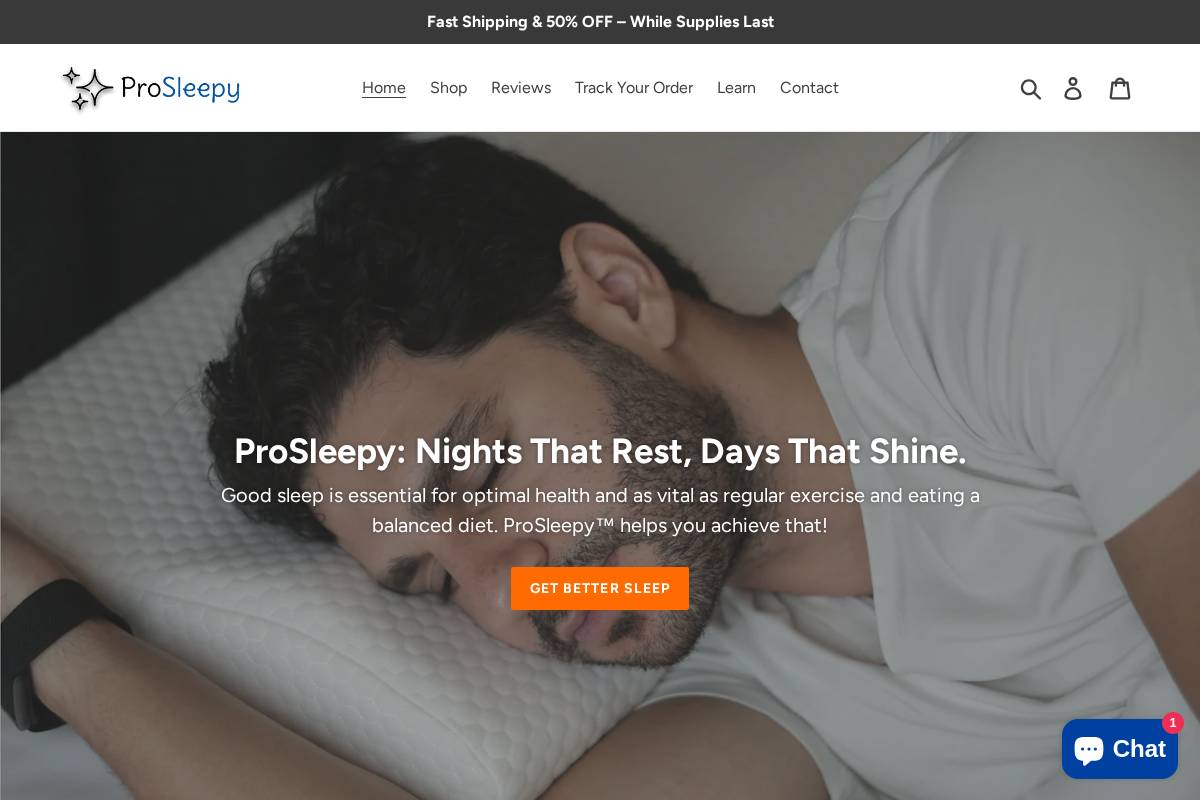 ProSleepy homepage screenshot