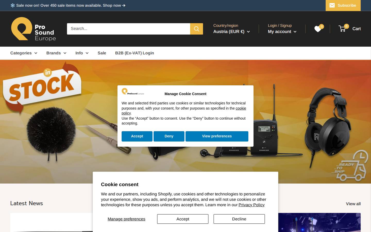 Prosoundeurope homepage screenshot