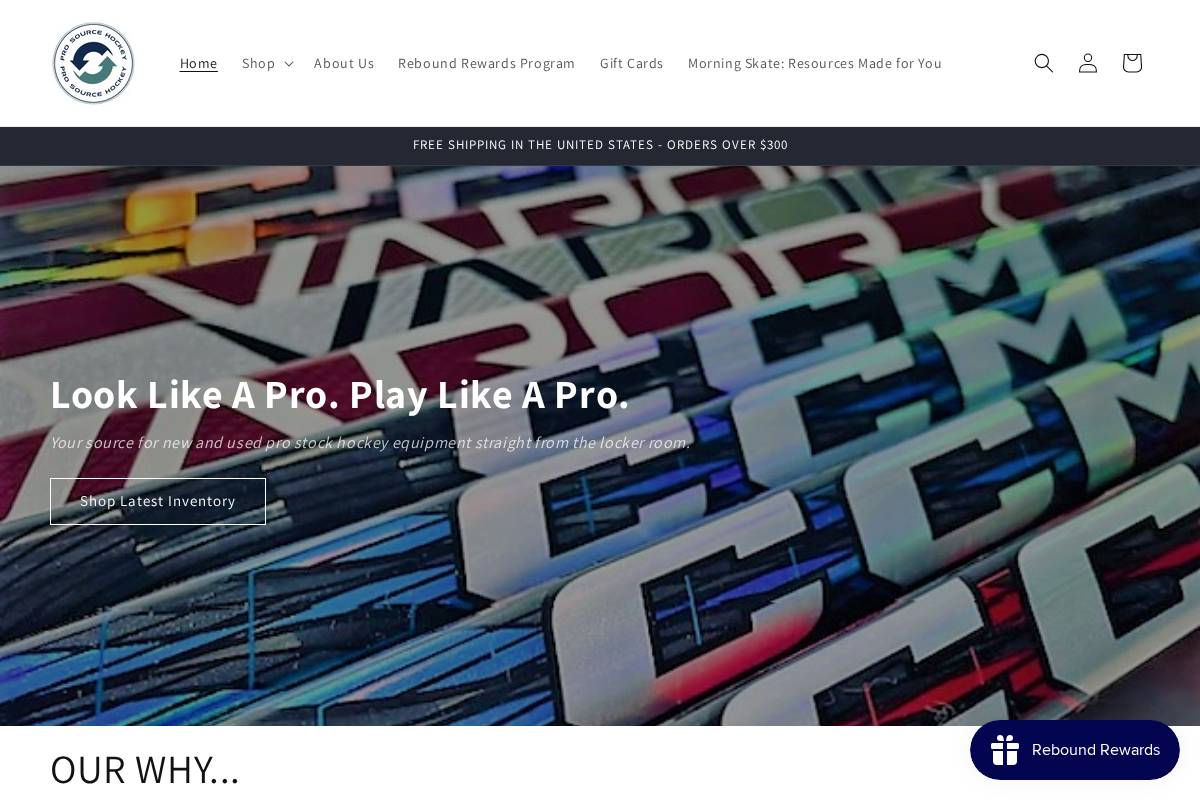 prosourcehockey.com homepage screenshot