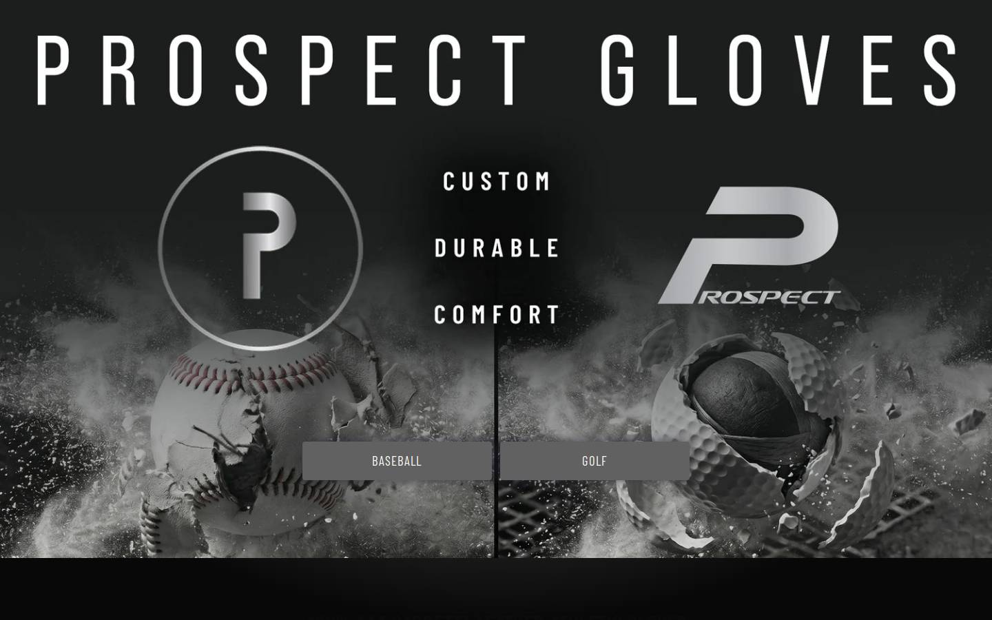 prospectgloves.com homepage screenshot