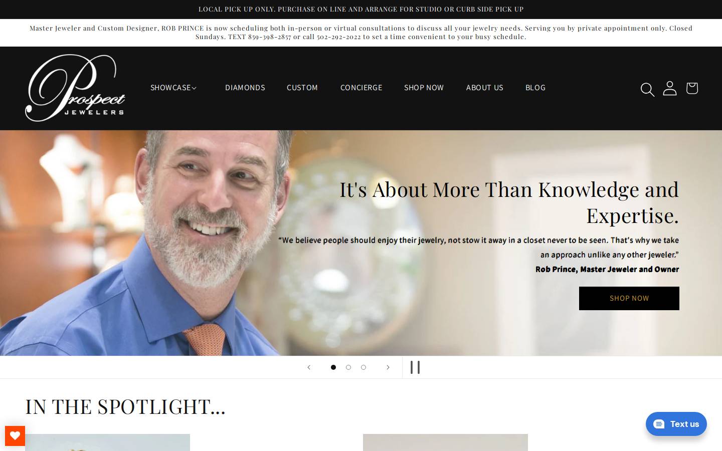 prospectjewelers.com homepage screenshot