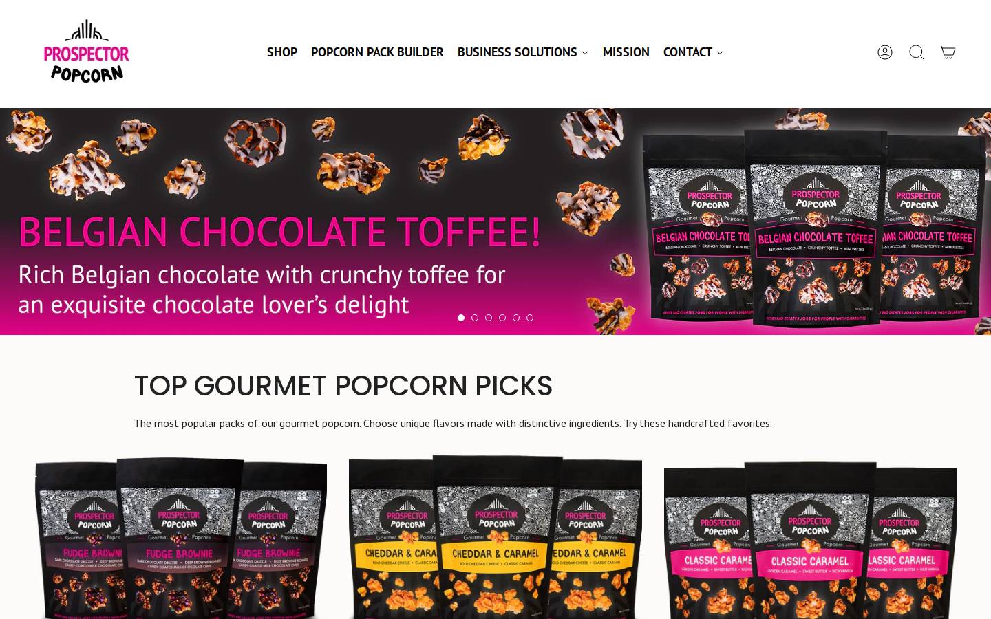 prospectorpopcorn.org homepage screenshot